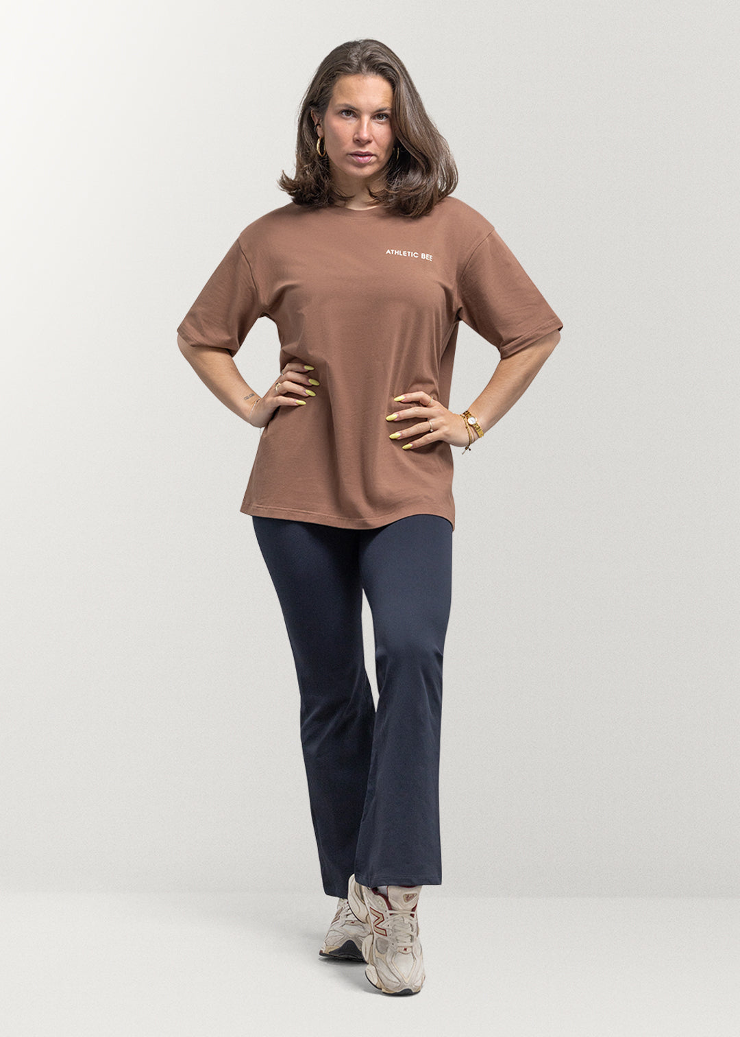 T-shirt oversize de sport pour tous les jours, marron