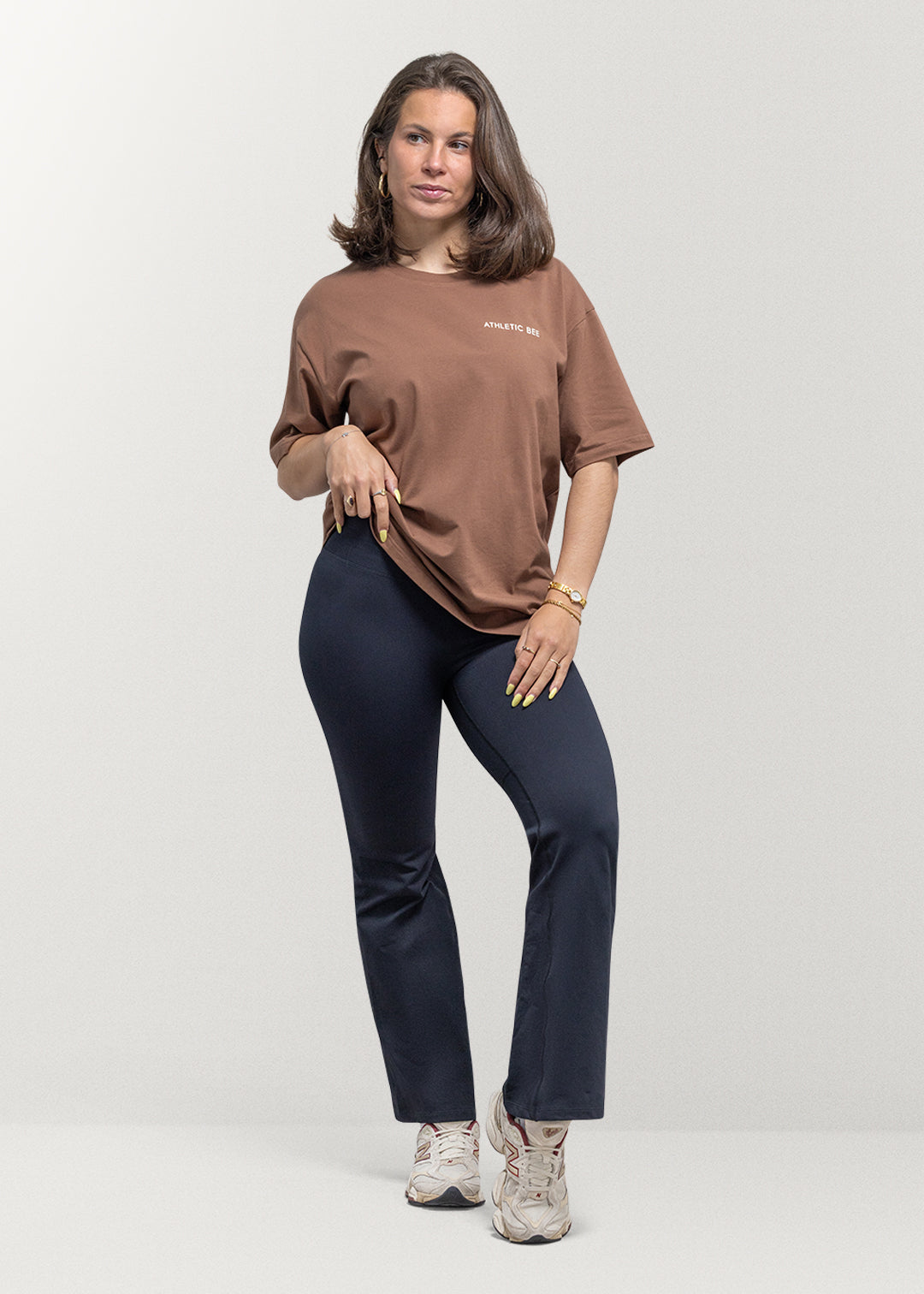 T-shirt oversize de sport pour tous les jours, marron