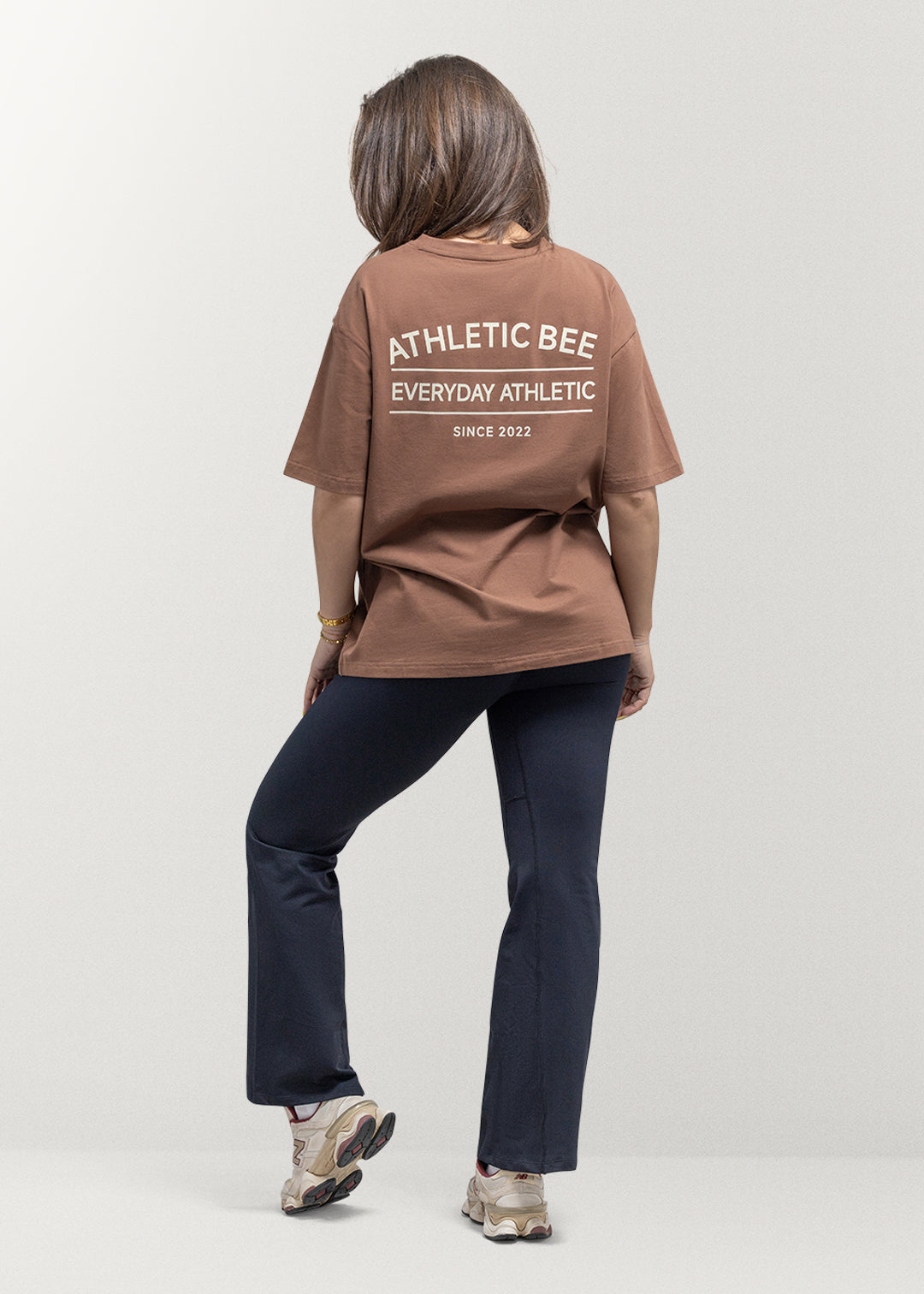 T-shirt oversize de sport pour tous les jours, marron