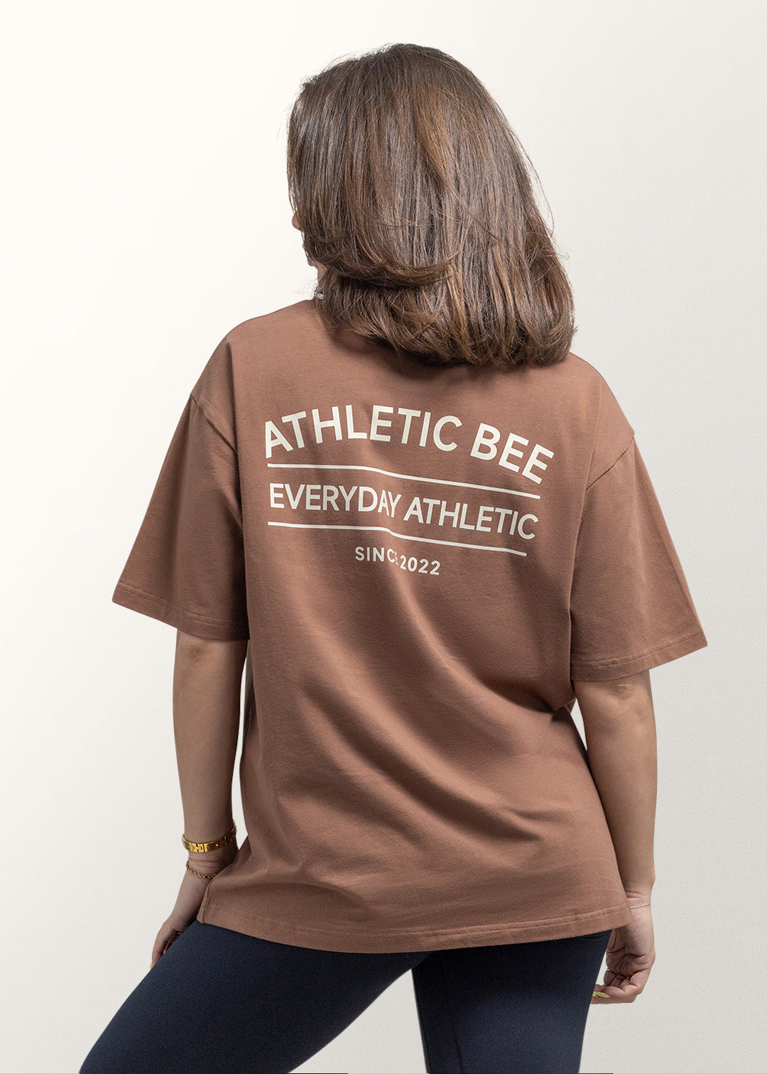T-shirt oversize de sport pour tous les jours, marron