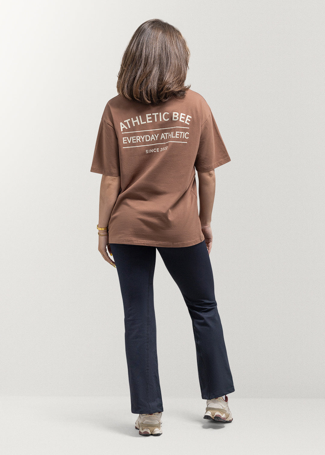 T-shirt oversize de sport pour tous les jours, marron