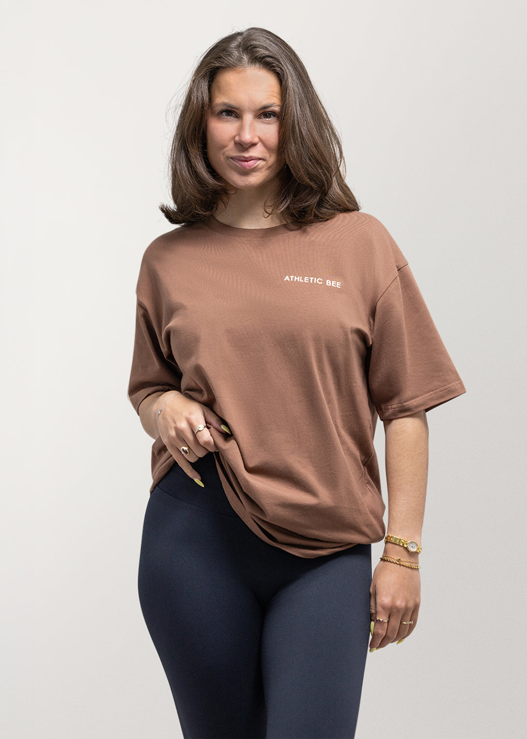 T-shirt oversize de sport pour tous les jours, marron