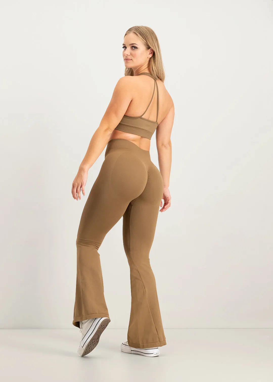 Flare Scrunch Legging - Marron